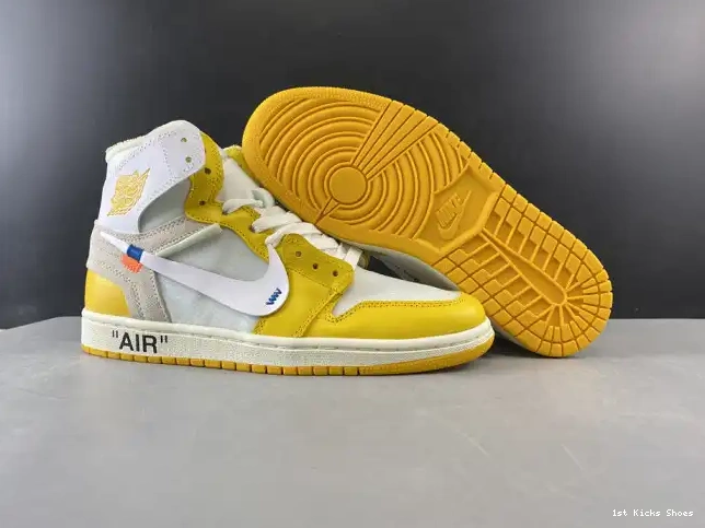 1st Kicks 1 AQ0818-149 Air Jordan x Off-White Powder Yellow-Cone NRG Dark White 0524